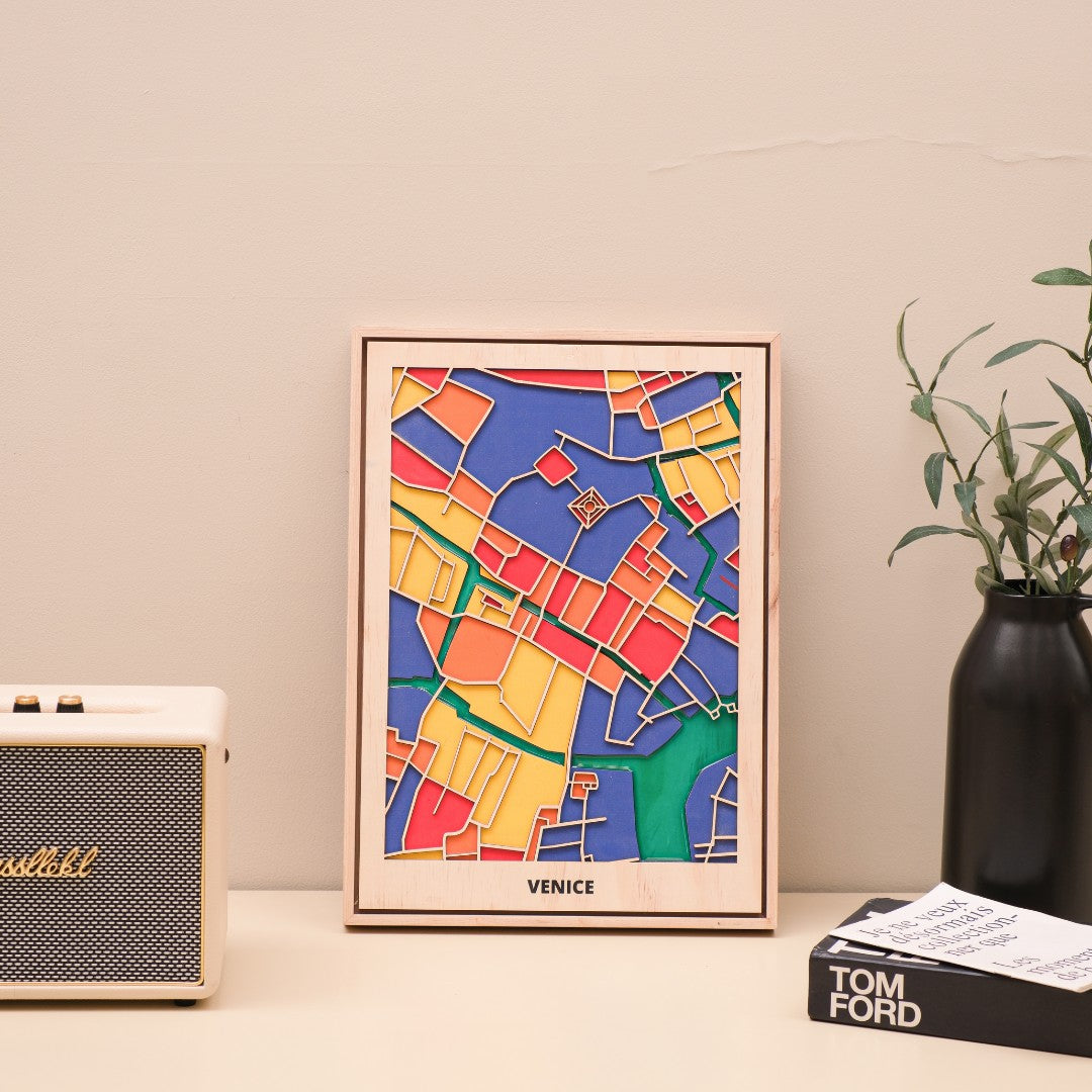 Wooden Wall Art - Venice City Map